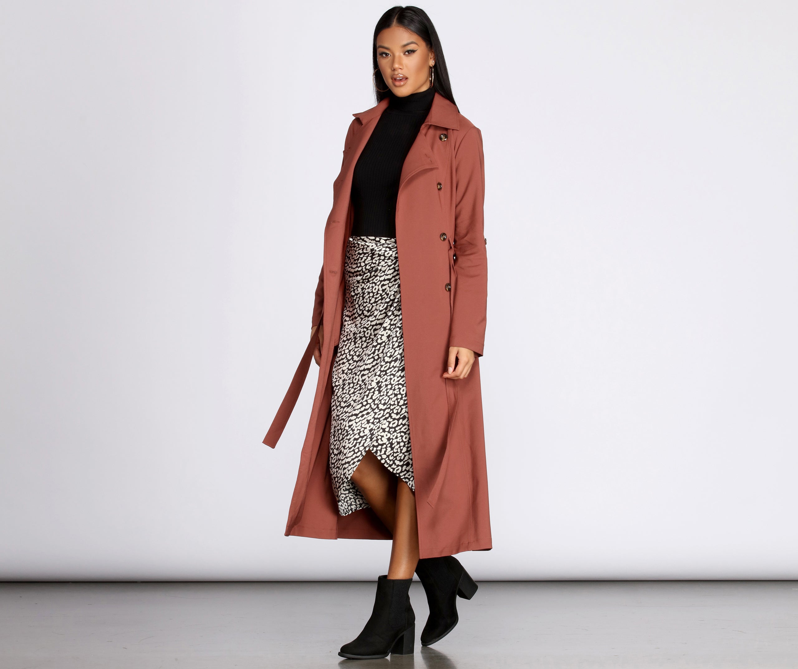 Double Trouble Long Trench Coat