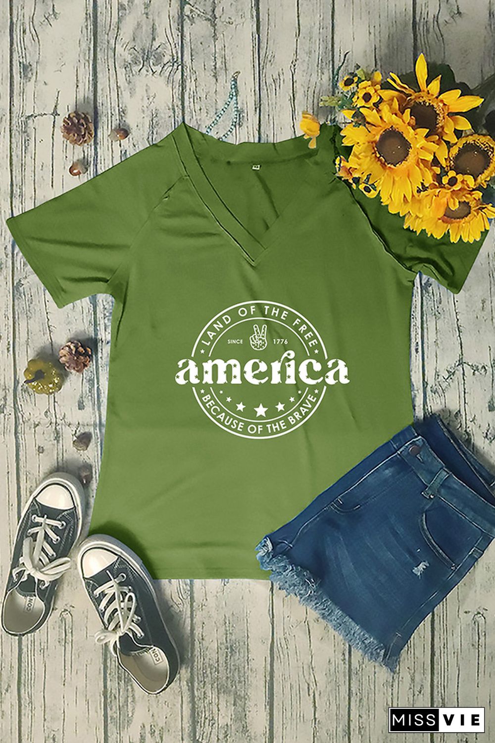 America Land Of The Free Because Of The Brave Graphic Tee