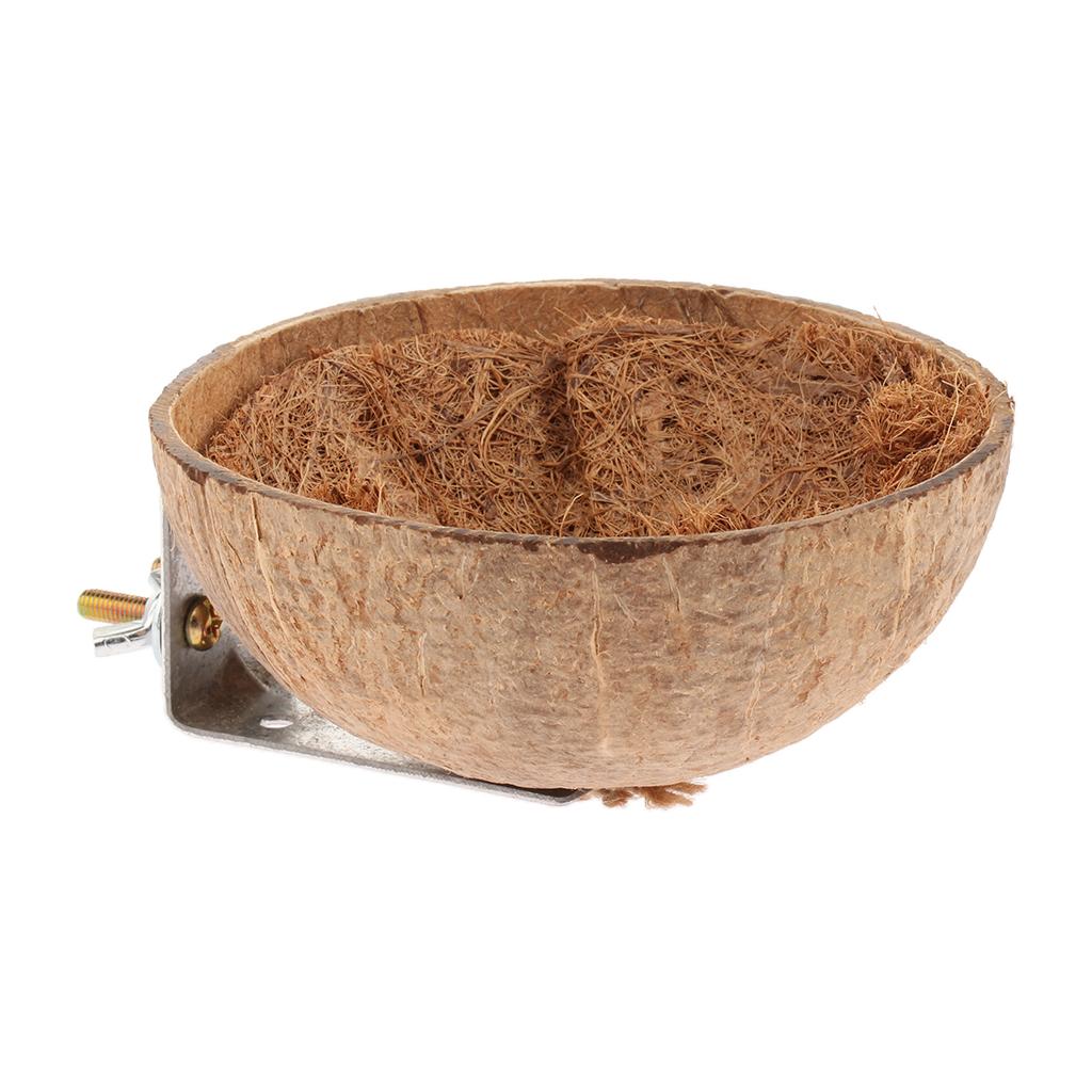 Natural Coconut Shell Hut Cage Feeder Parrot Bird