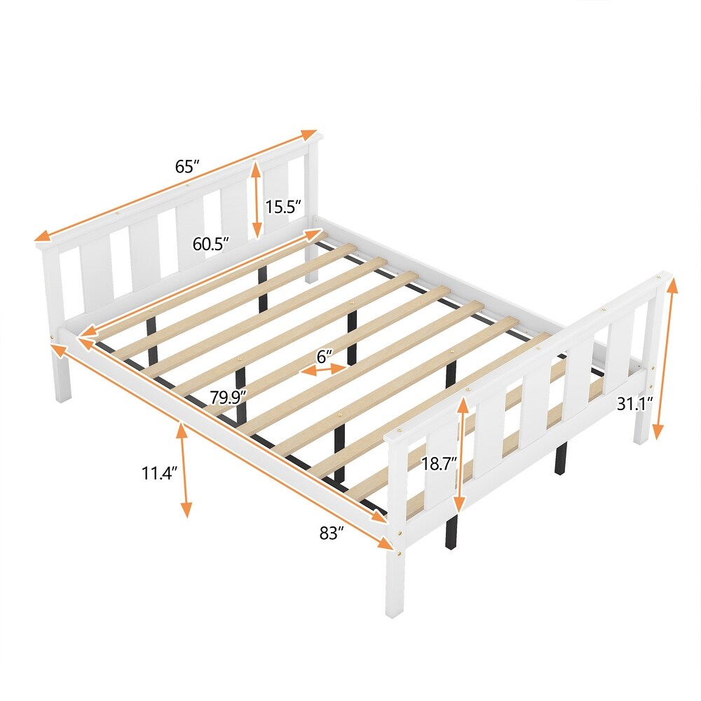 Wood Platform Bed Queen Size Bed Frame with Headboard