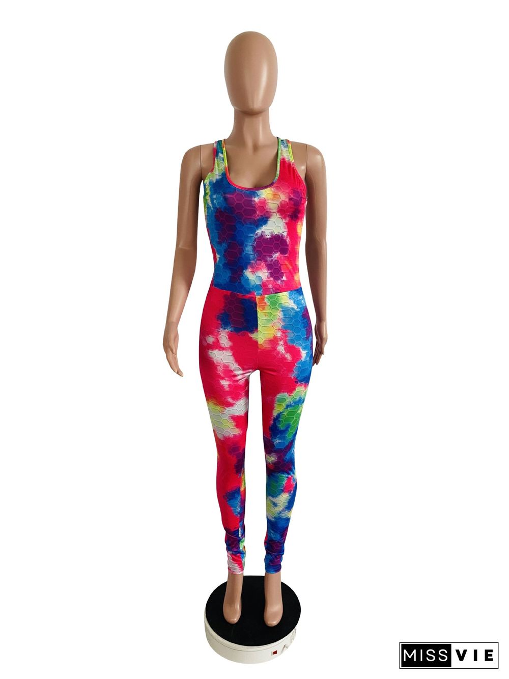 Hot Style Tie-dye Printed Sleeveless Jumpsuit