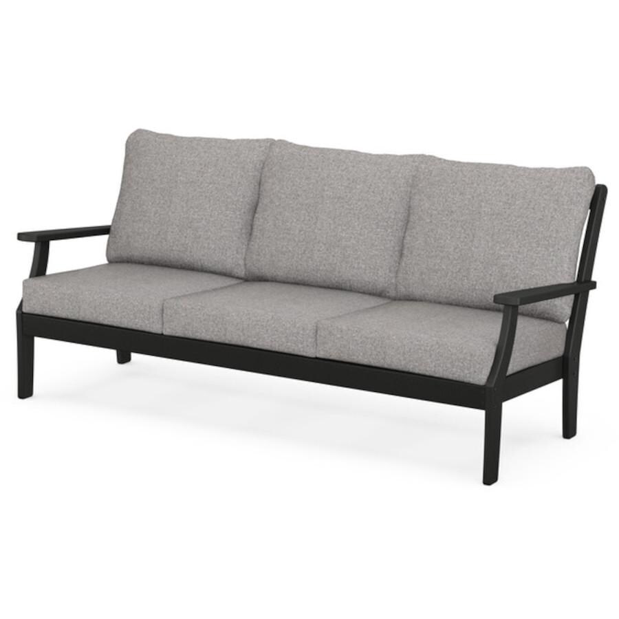 POLYWOOD Braxton Deep Seating Sofa in Black / Grey Mist