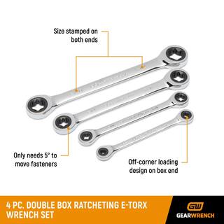 GEARWRENCH 72-Tooth 6-Point E-Torx Ratcheting Double Box-End Wrench Set (4-Piece) 9224D