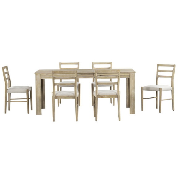 TREXM 7 Piece Wooden Dining Table Set Mutifunction...