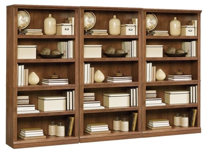 Sauder Select 5 Shelf Wall Bookcase in Oiled Oak   Traditional   Bookcases   by Homesquare  Houzz