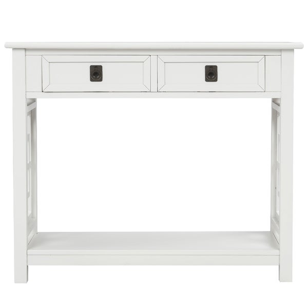 Merax Entryway Accent Console Table with 2 Drawers and Bottom Shelf