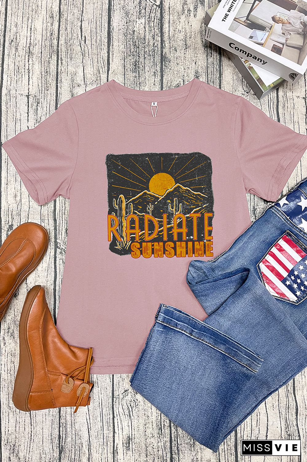 Radiate Sunshine Cactus Desert Graphic Tee Wholesale