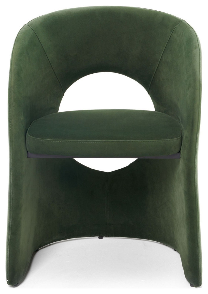 24 quotDining Chair  Green Fabric  Iron Frame  Curved Cutout Backrest   Contemporary   Dining Chairs   by VirVentures  Houzz