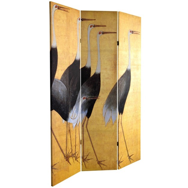 Double Sided Cranes Room Divider Beige Oriental Furniture