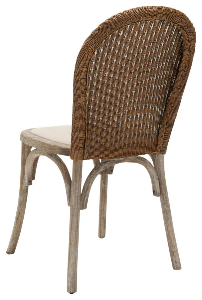 Caley 19  x27 x27h Rattan Side Chair  Set of 2 Taupe/ Pickled Oak   Tropical   Dining Chairs   by Virgil Stanis Design  Houzz