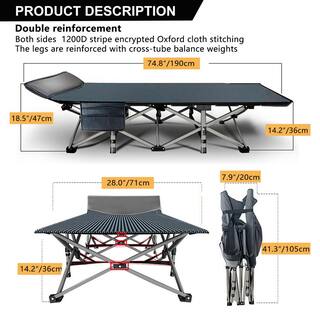 BOZTIY Outdoor Indoor Folding Camping Cots for Adults Heavy-Duty cot with Cotton Pad and Carry Bag K16ZDC-4BLUE