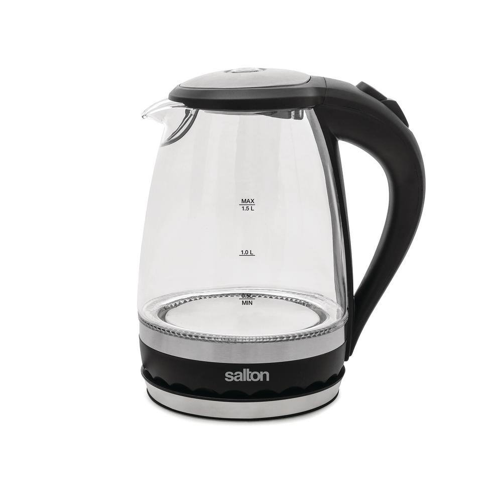 Salton 6-Cup Stainless Steel Cordless Electric Glass Kettle with Automatic Safety Shut Off GK1831