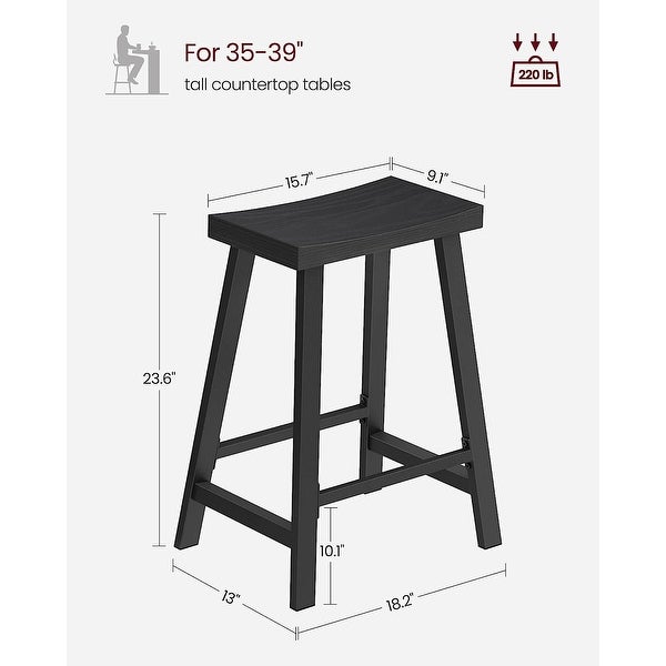 VASAGLE Bar Stools， Set of 2 Bar Chairs， Kitchen Breakfast Bar Stools