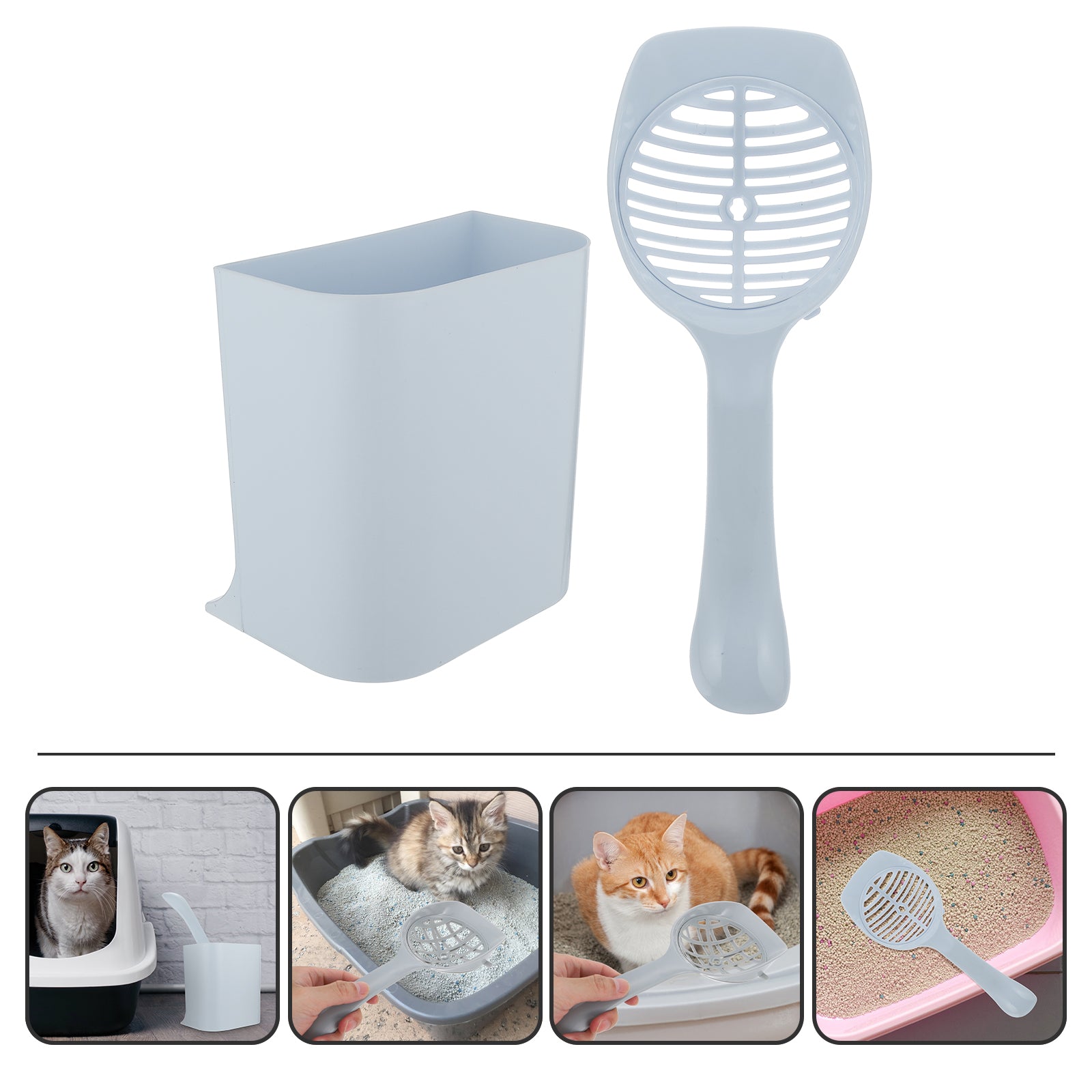 1 Set of Cat Litter Scoop with Holder Adjustable Hole Litter Shovel Pet Cleaning Shovel