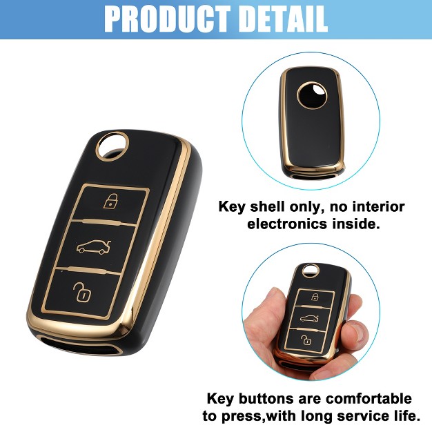 Unique Bargains Silicone Car Smart Key Fob Case Cover For Volkswagen Tiguan 2010 2017 Black 1 Pc