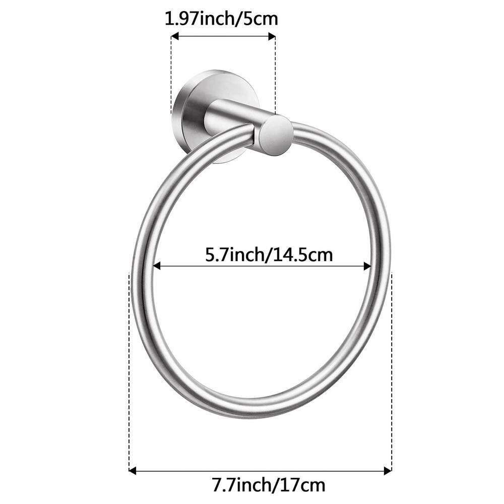 Cubilan Wall Mounted Round Shaped Stainless Steel Towel Ring Towel Storage Hanger in Brushed Nickel (2-Pack) HD-JLZ