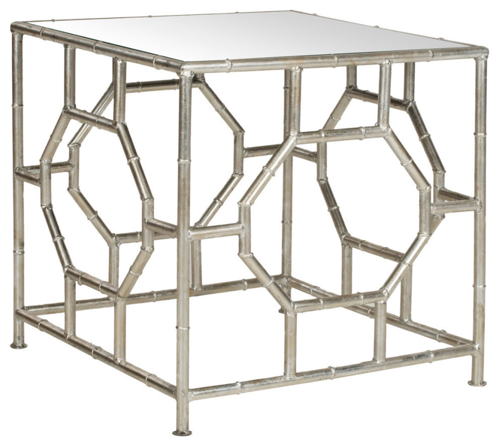 Kimber Silver Mirror Top Accent Table   Asian   Side Tables And End Tables   by Rustic Home Furniture Deco  Houzz