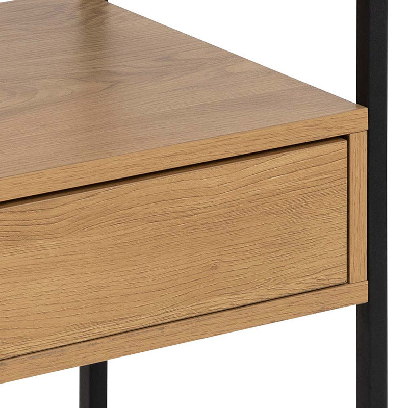 RANDOLF Side Table/Bedside Table 40cm - Natural & Black