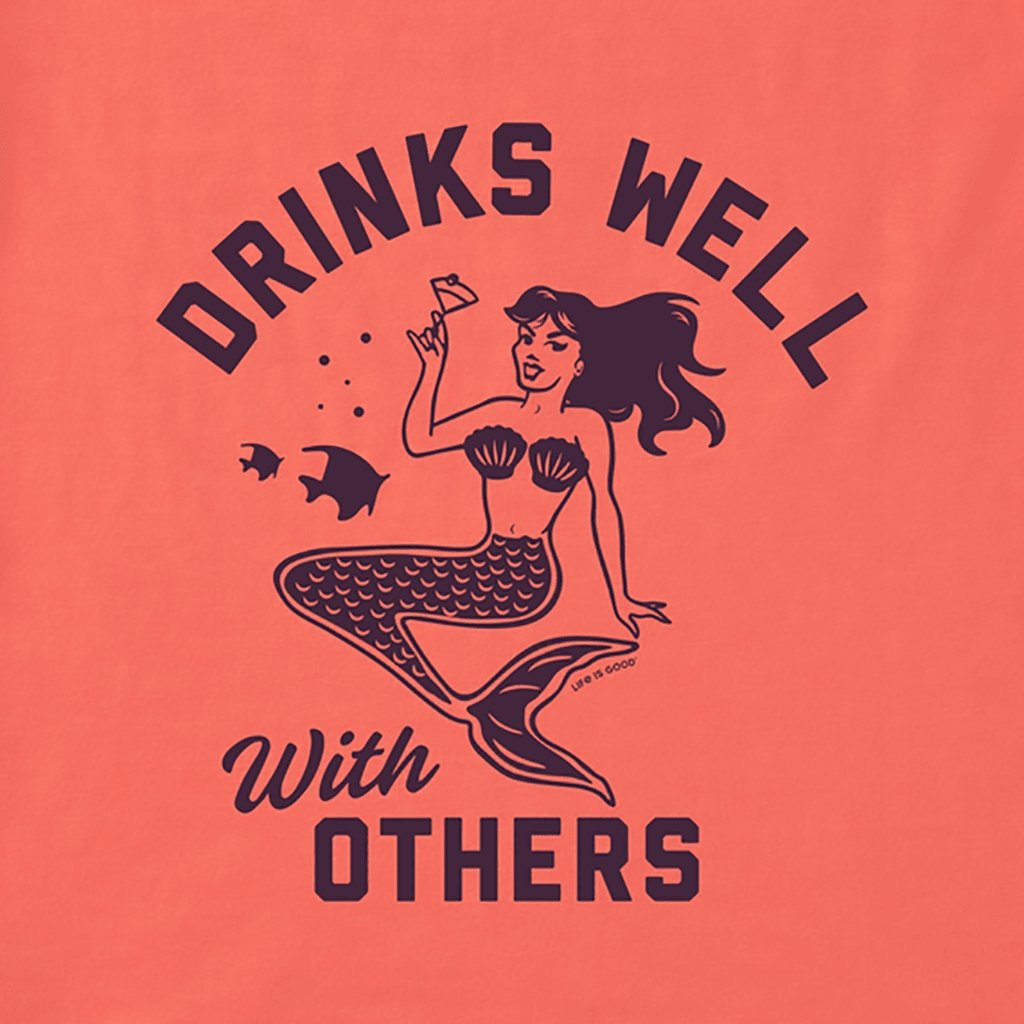 Life Is Good  Women's Drinks Well With Others Mermaid Short Sleeve Vee