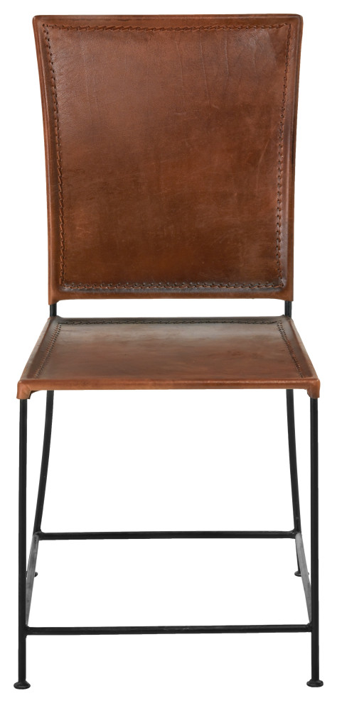 Brown Top Grain Leather Dining Chair Modern Minimalist Style   Industrial   Dining Chairs   by Sideboards and Things  Houzz