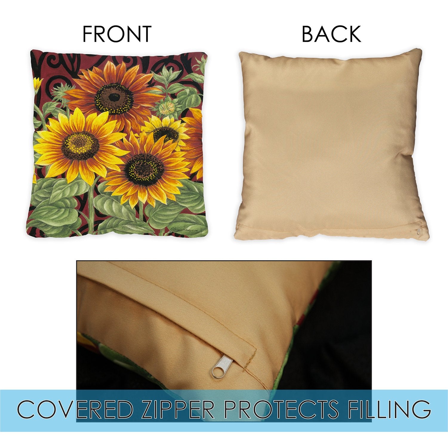 Toland Home Garden Sunflower Medley 18 x 18 Inch Indoor Pillow Case, Set of 2