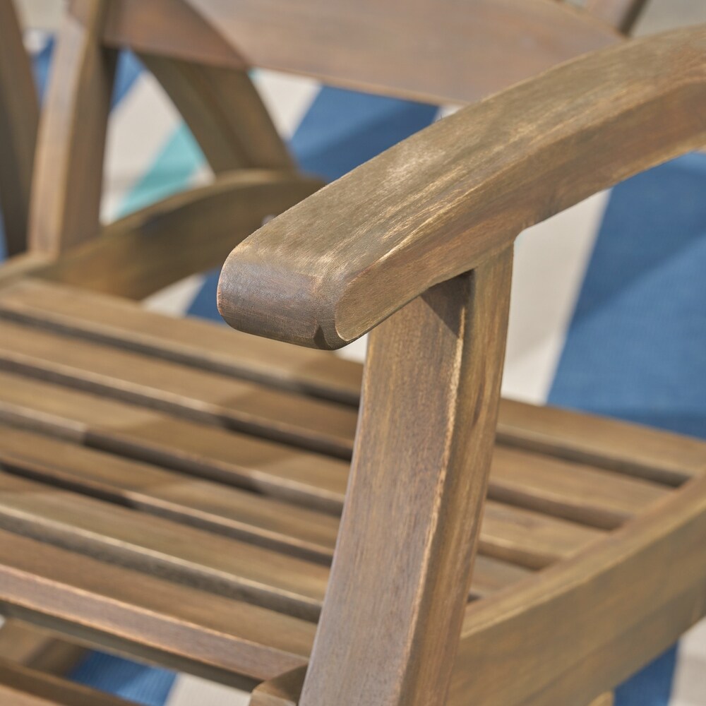 Sunview Outdoor Rustic Acacia Wood Recliner Rocking Chair with Side Table by Christopher Knight Home