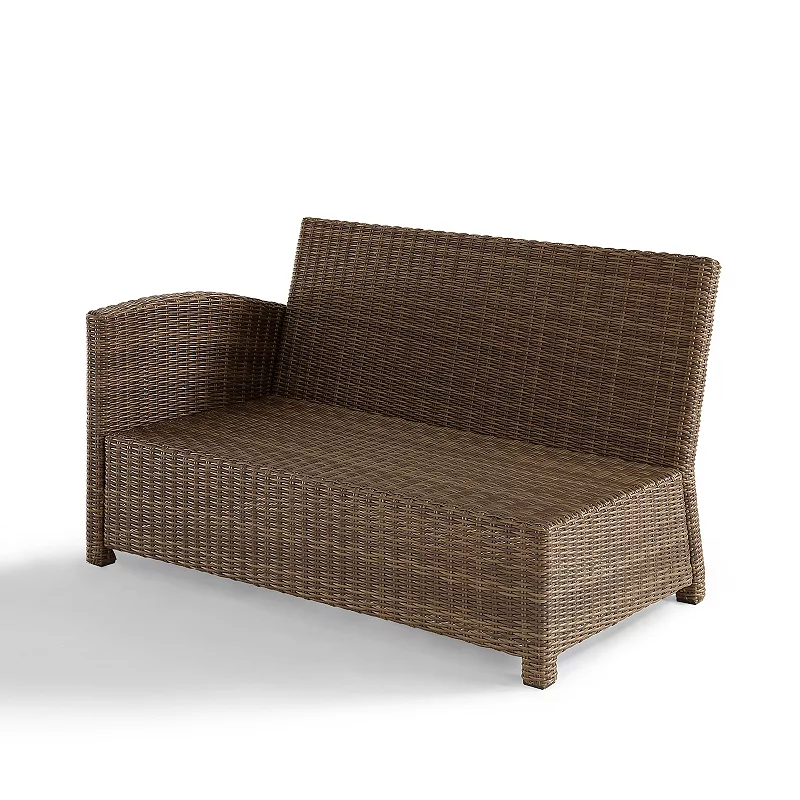 Crosley Bradenton Patio Wicker Sectional Left Side Loveseat Couch