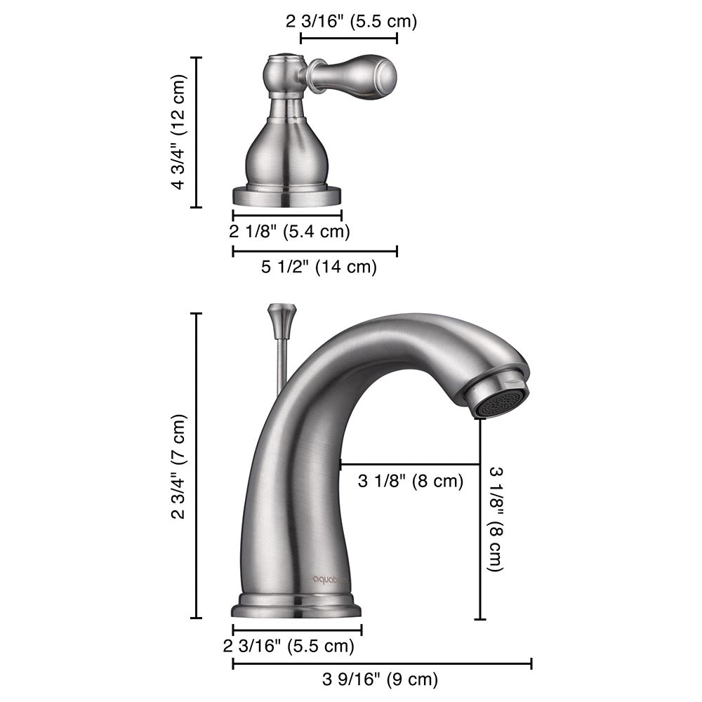 Aquaterior Widespread Faucet w/ Drain 3-Hole 2-Handle Cold Hot 4.7