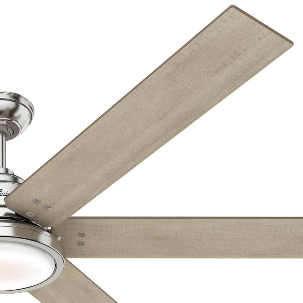 Hunter Warrant 70 in LED Indoor Brushed Nickel Ceiling Fan with Light and Wall Switch