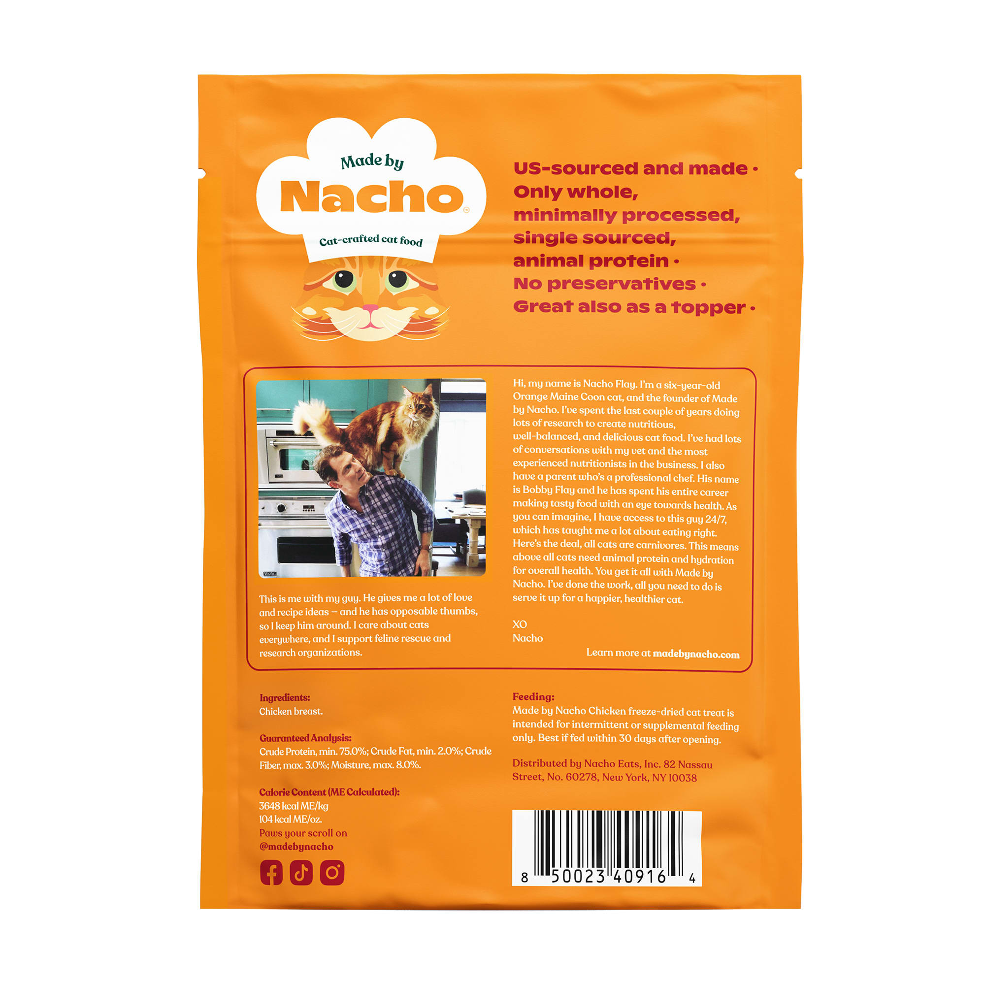 Made by Nacho Freeze-Dried Chicken Breast Cat Treat， .9 oz.