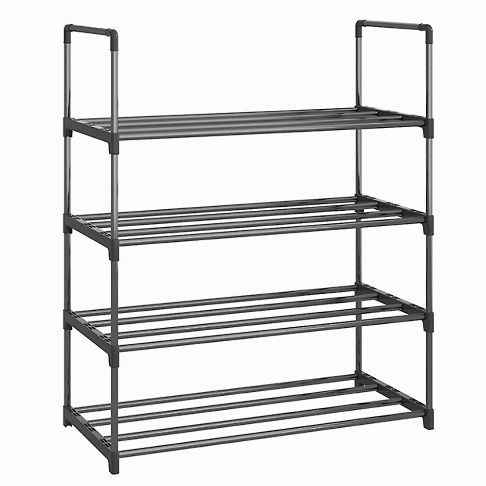 Shoe Rack 4 Tier / 6 Tier Shoe Organizer With 4 Shelves / 6 Shelves Metal Shoe Storage Stackable For Living Room Hallway Entrance Black No.332625