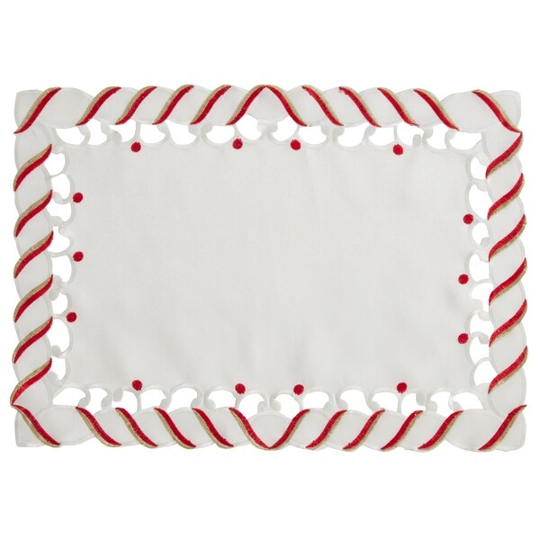 Candy Cane Design Christmas Holiday Placemats (Set of 4)