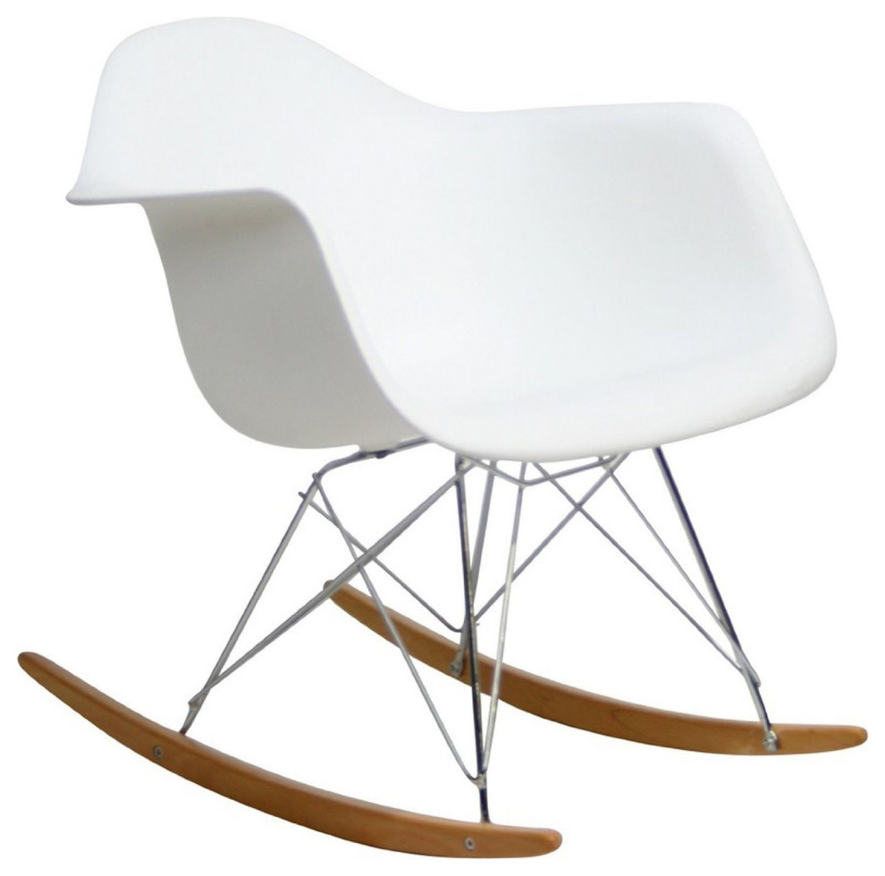 Molded Modern Rocking Armchair Lounge Cradle Arm Chair White   Midcentury   Rocking Chairs   by Best Made Furniture  Houzz