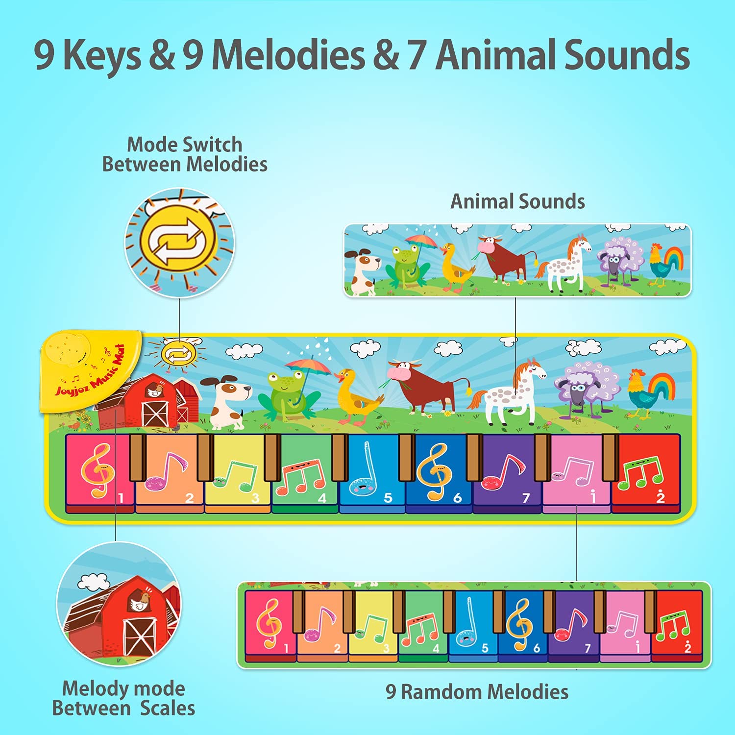 Joyjoz Baby Musical Mats with 25 Music Sounds， Musical Toys