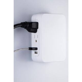 GE Side Access 5-Outlet 2 USB Pro Surge Protector Tap White 38314