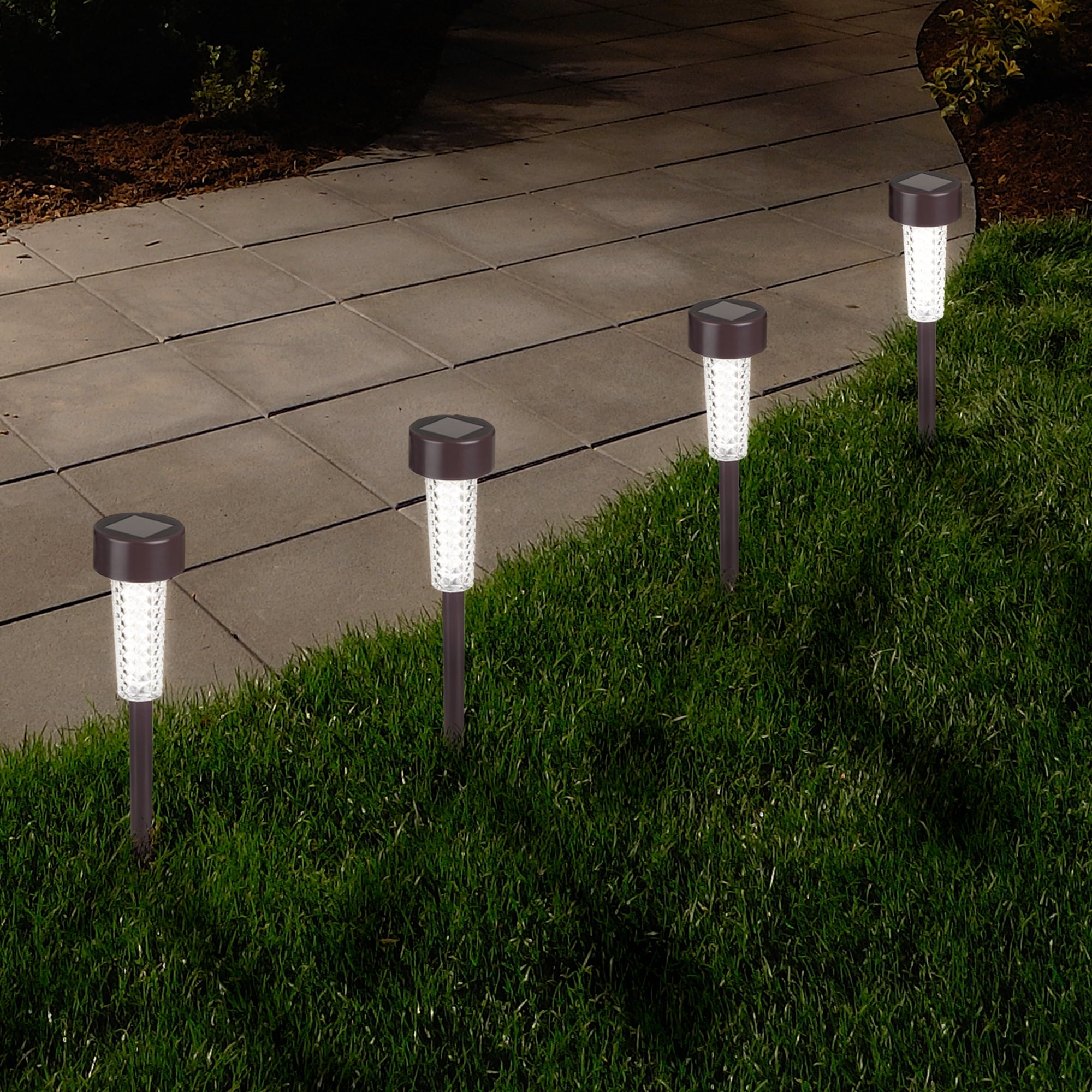 Textured LED Solar Path Lights - Bronze - Set of 6 by Pure Garden