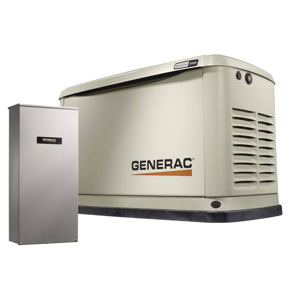 Generac Guardian 24000-Watt (LP)21000-Watt (NG) Air-Cooled Whole House Generator with Wi-Fi and 200-Amp Transfer Switch 72101