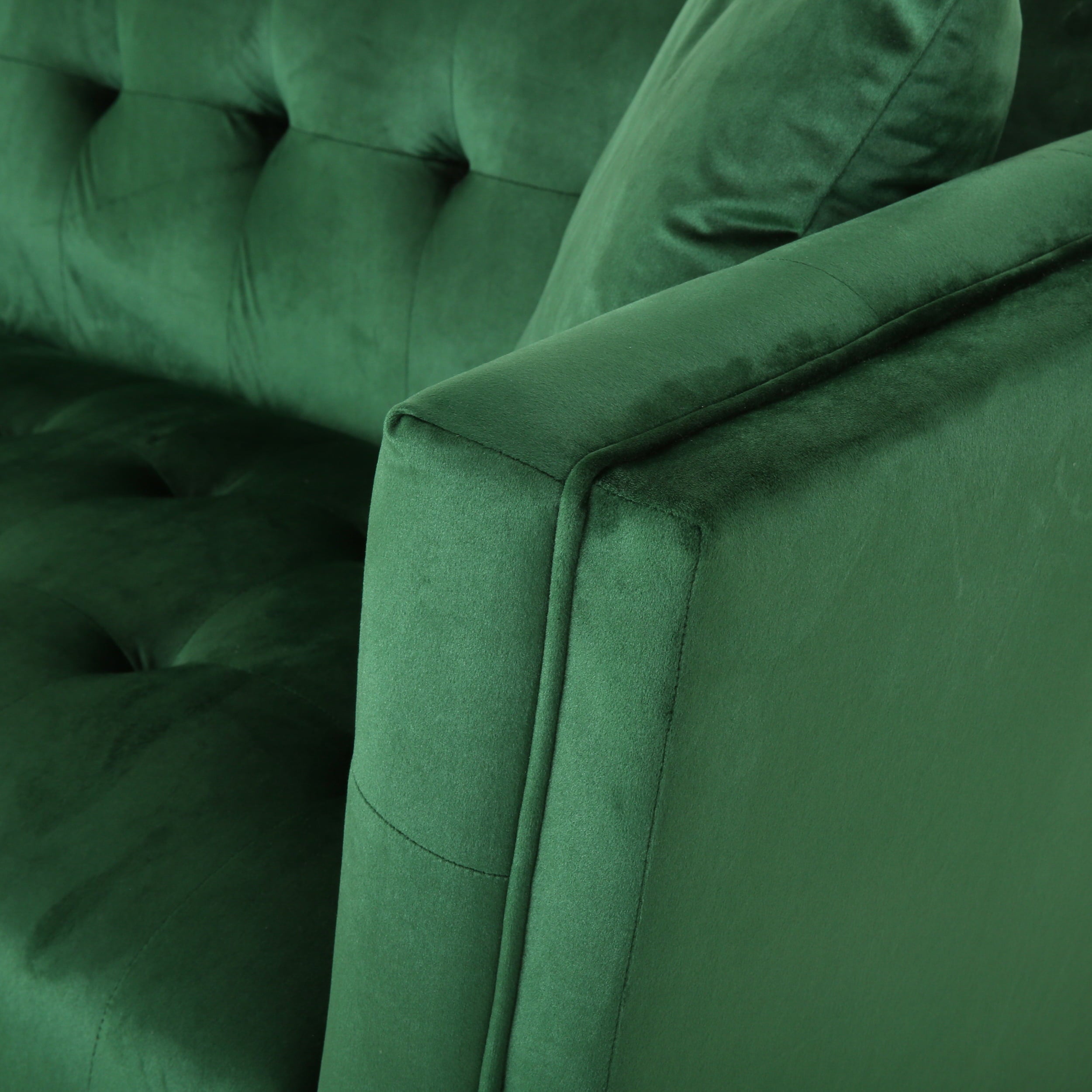 Noble House Emilio Velvet Sofa, Emerald, Silver