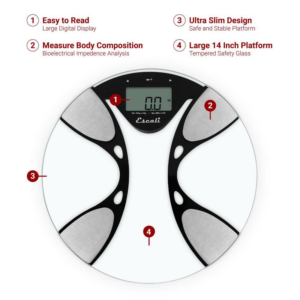 Escali Digital Glass Body Fat and Water Bathroom Scale BFBW200