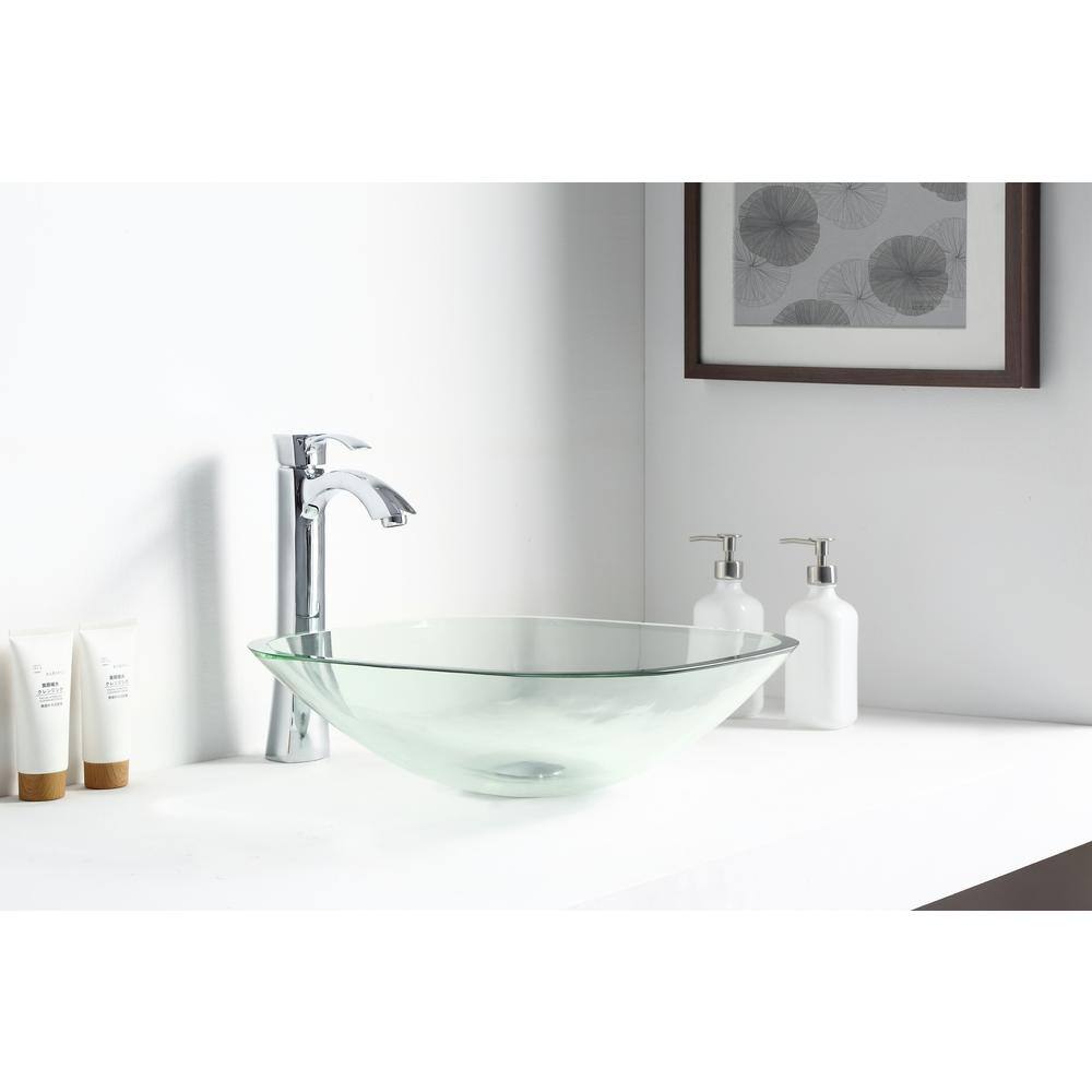 ANZZI Cadenza Series Deco-Glass Vessel Sink in Lustrous Clear LS-AZ074