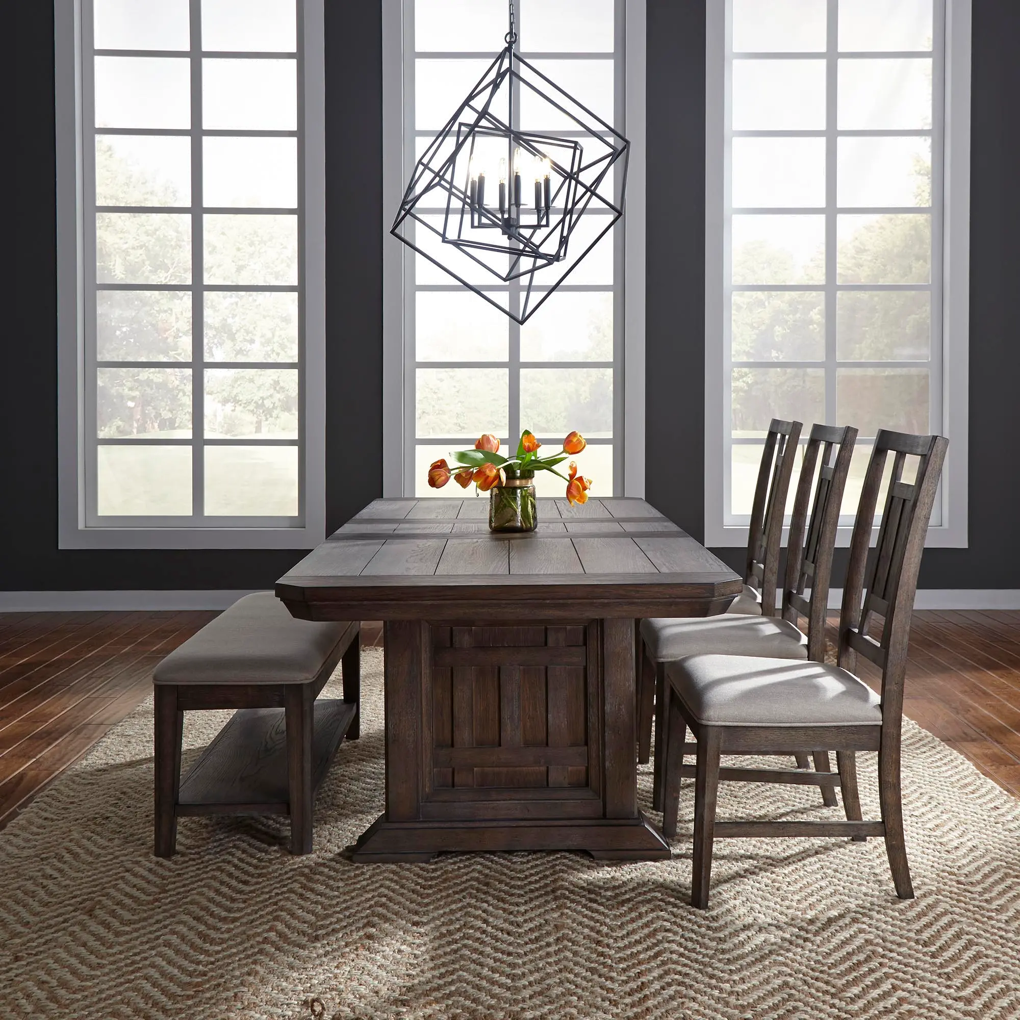 Artisan Prairie Aged Oak Trestle Dining Room Table