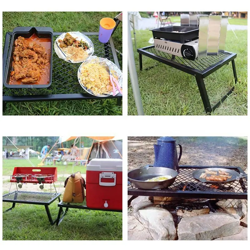 Deluxefit Folding Campfire Grill Heavy Duty Camp Grill Portable Over Fire Grill Grate for Outdoor Picnic