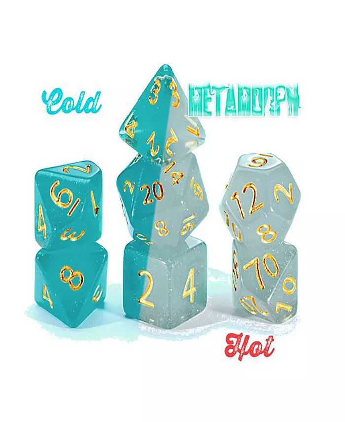 Gatekeeper Games Mighty Tiny Dice Metamorph Change Color in The Heat of Your Hand  7 Piece Rpg Dice Set  12mm Resin Dice  Tabletop Roleplaying  Cool Team and Hot White