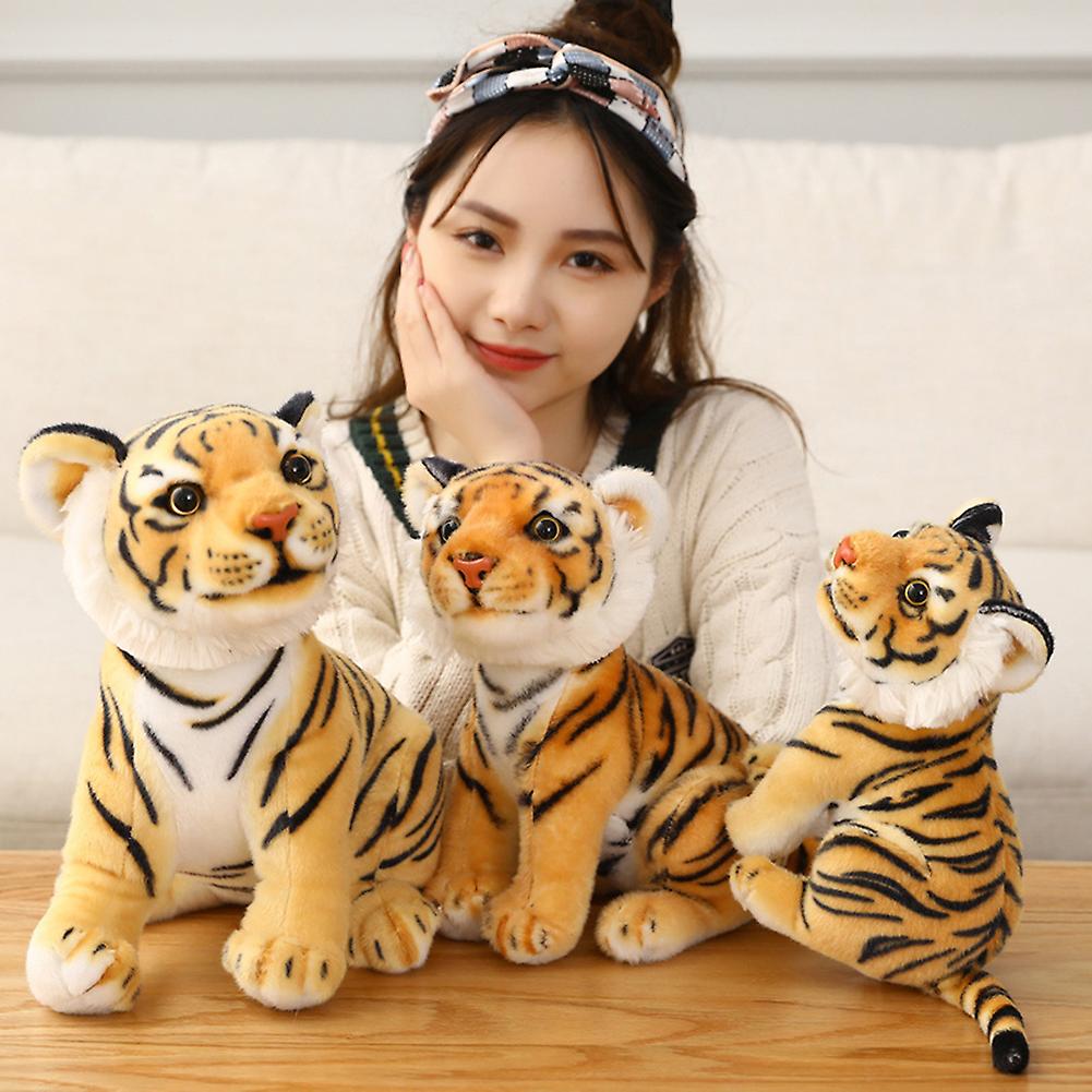 Soft Plush Tiger Doll Simulation Plush Toy Cute New Year Tiger Pillow Children Gift Home Decoration Yellow 23cm