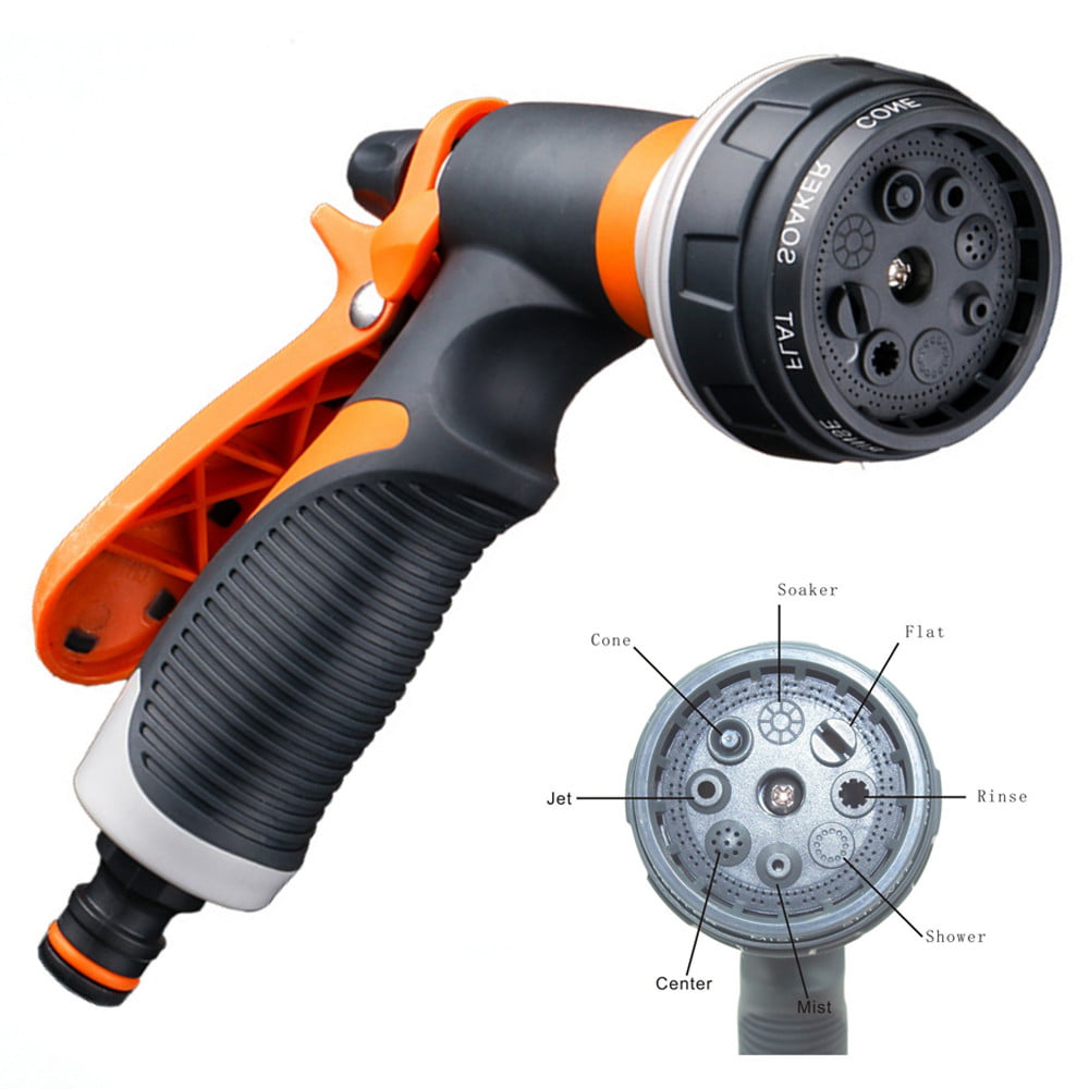 Pompotops 8Patterns Water Nozzle Head Hose Sprayer Garden Spray Auto Car Washing home