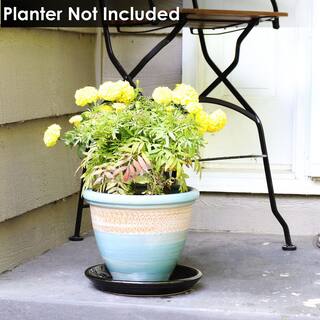 Sunnydaze 2 Sunnydaze 9 in. Obsidian Ceramic Planter Saucers AP-501