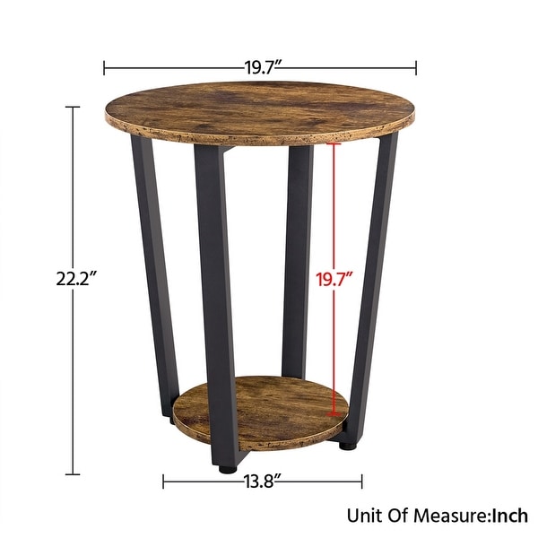 Yaheetech Metal Side Table Round End Table with Storage Rack