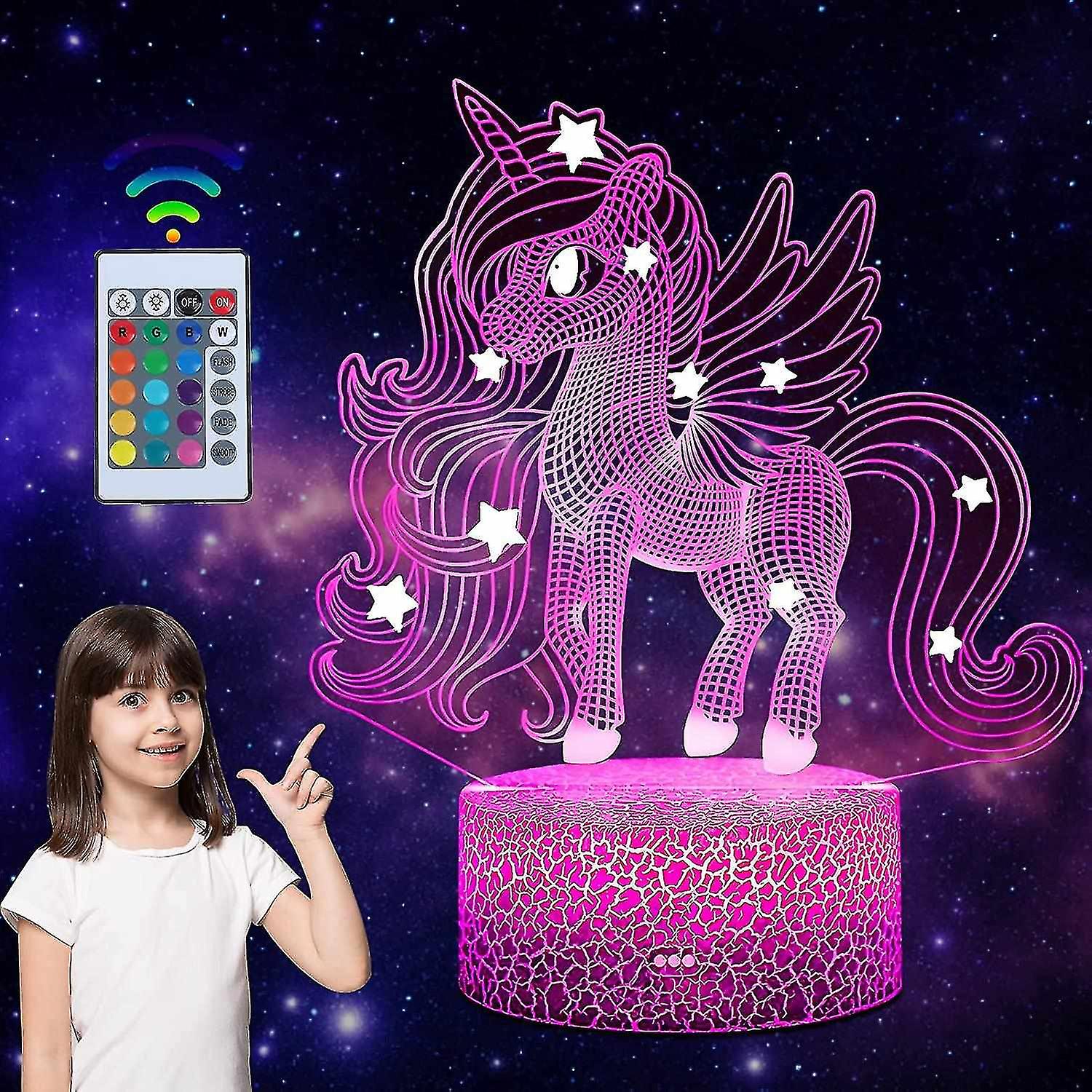 Unicorn Night Light For Children， 3d Lamp， For Gifts， Birthday， Festival， Bedroom， Decoration Lamp，