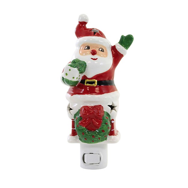 Christmas Santa In Chimney Night Light One Night Light 7 5 Inches Wreath Jolly Mx184795 Ceramic Red