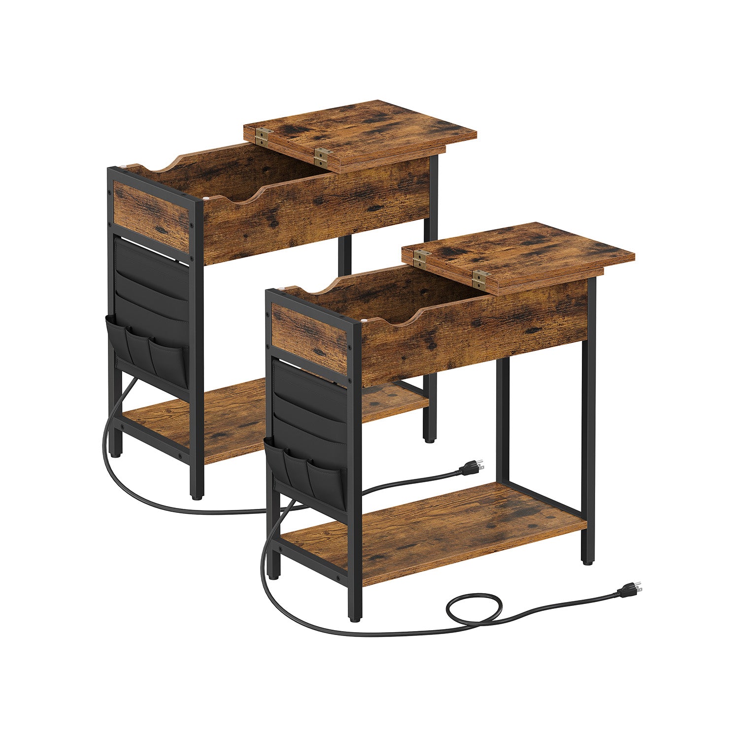 VASAGLE End Tables Set with USB Ports and Outlets